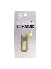 Load image into Gallery viewer, Arabic metal bookmark in brass. Shape of a shadda diacritic
