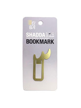 Load image into Gallery viewer, Arabic metal bookmark in brass. Shape of a shadda diacritic